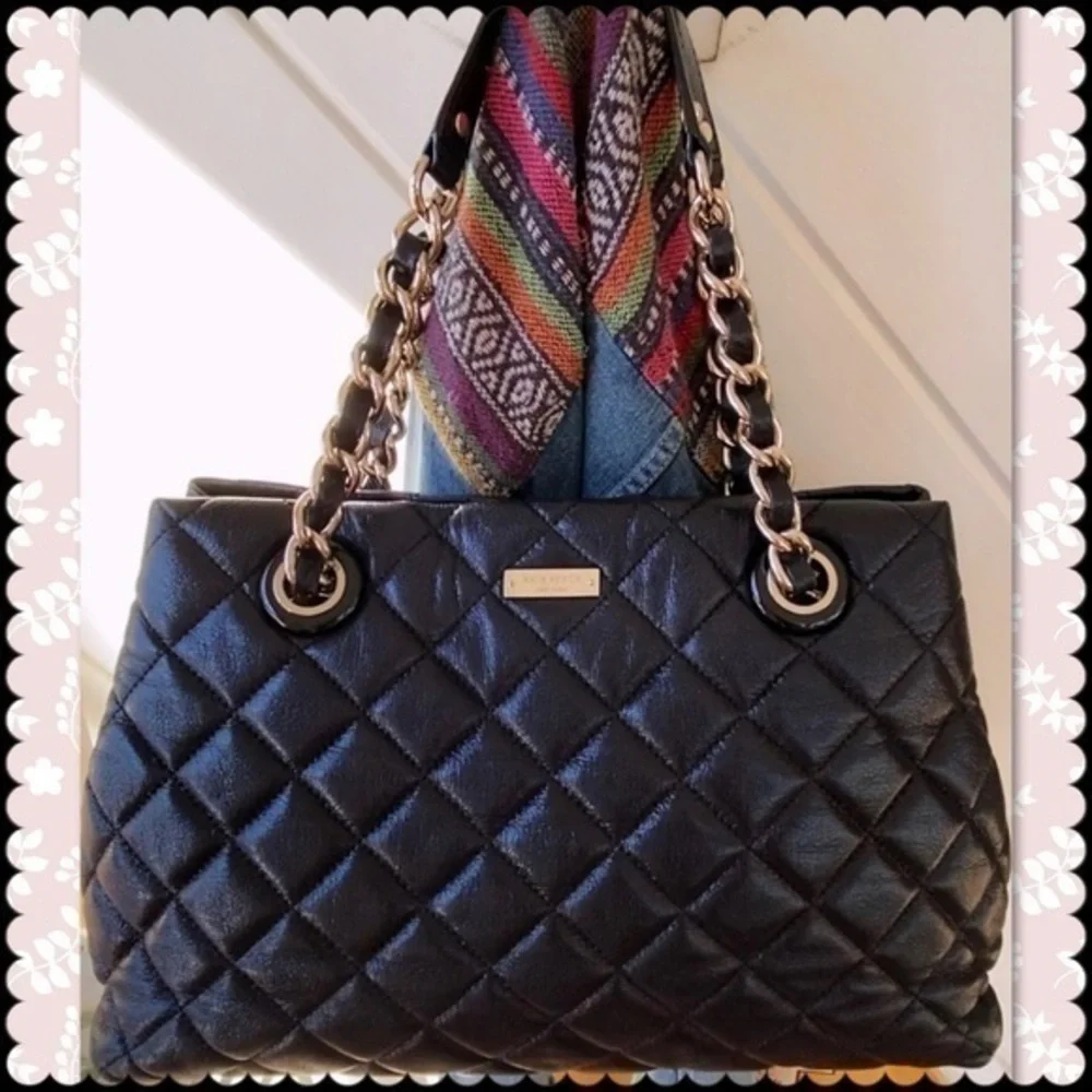 KATE SPADE QUILTED BLACK LEATHER BAG